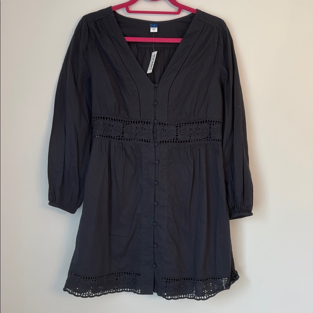 Old Navy 100% Cotton Navy Long Sleeve Mini Dress Size Small NWT